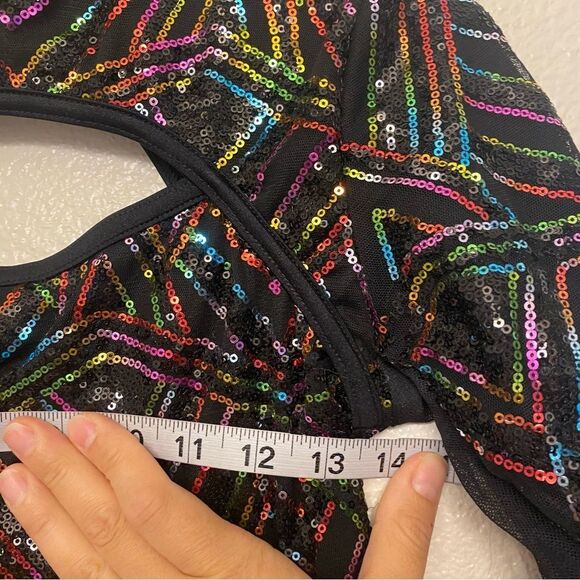 WEISSMAN Dance costume rainbow sequin unitard Applause 12823 SA Small adult - Picture 7 of 12